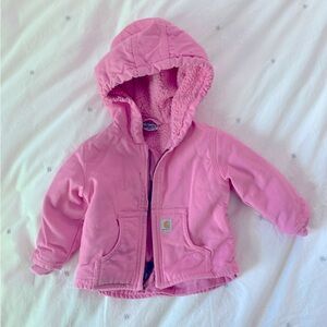Baby Girl Carhartt Jacket pink canvas with pink Sherpa lining size 6m